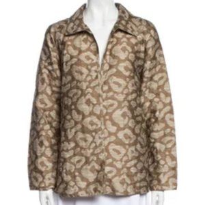 Lafayette 148 Animal Print Long Sleeve Jacket Brown Tan Sz M #346